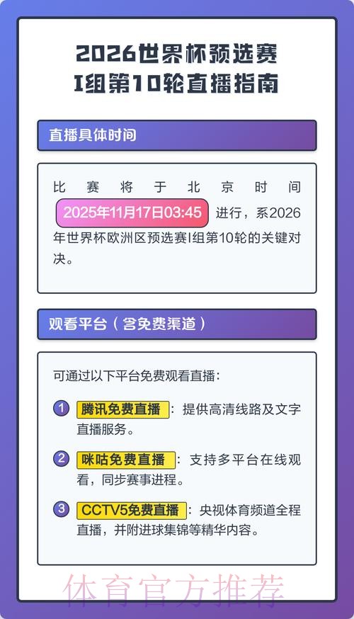 2026世界杯实时直播全程观看攻略